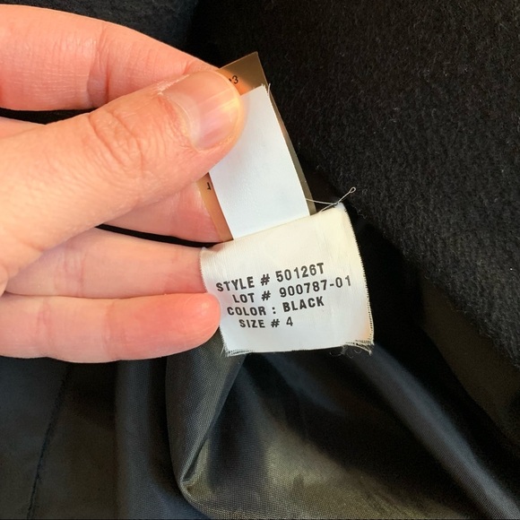 Tahari Black Classic Designer Cowl Collar Wool Winter Pea Coat Size 4 - Picture 5 of 9